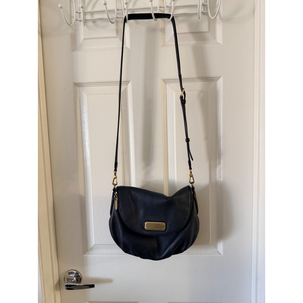 Marc by Marc Jacobs Natasha Crossbody Bag Black Pebbled Leather Gold Hardware